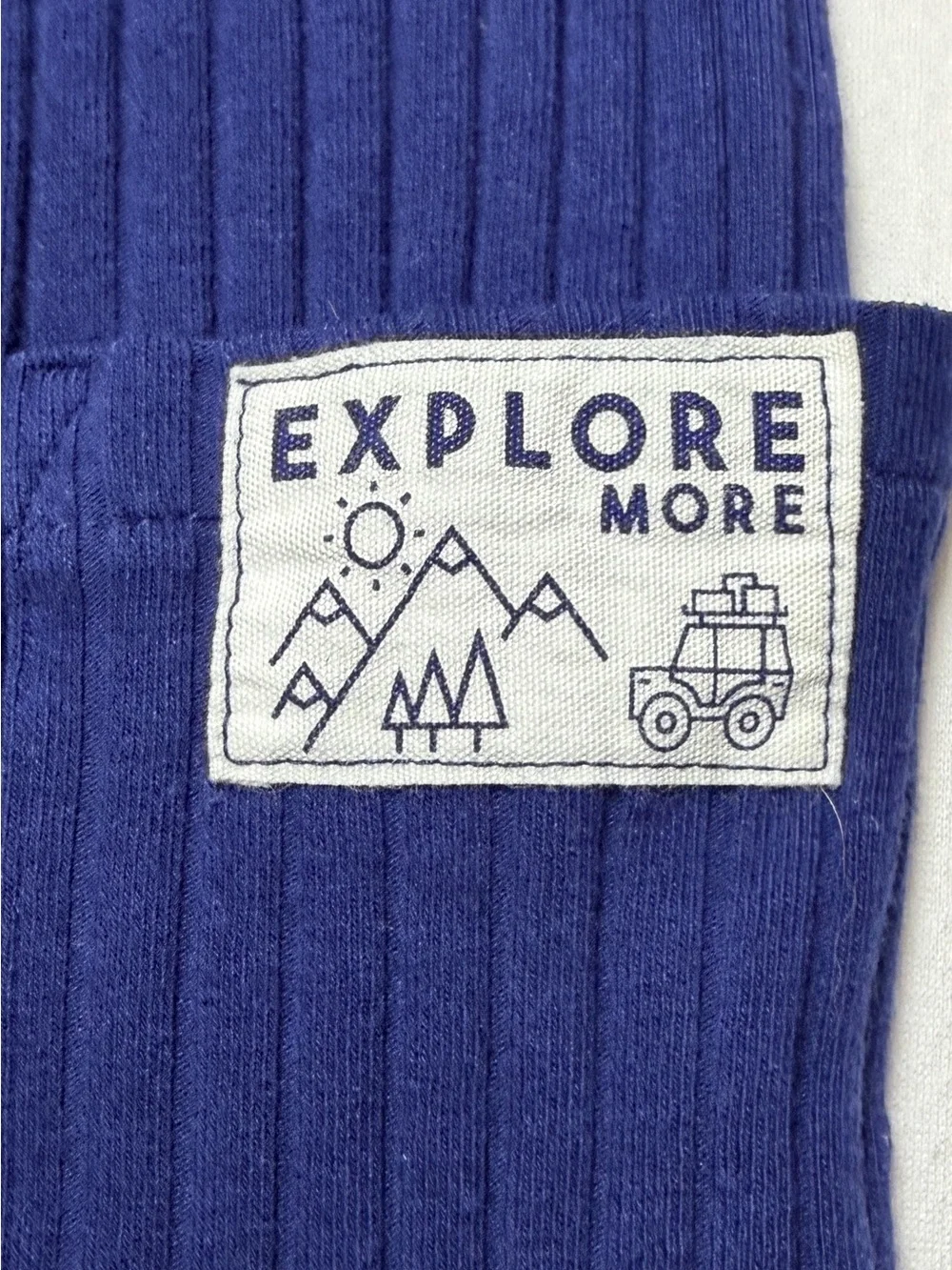 Carter's Waffle Knit Patch Romper Okie Dokie Blue Patch Ribbed Romper- 6 M